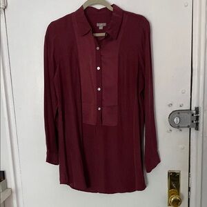 J Jill Silk Burgundy Long Sleeve Tunic